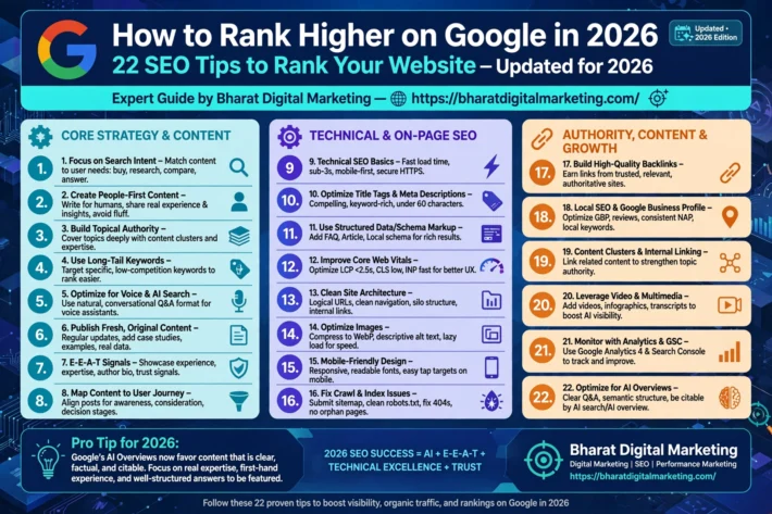How to Rank Higher on Google in 2026: 22 SEO Tips to rank on